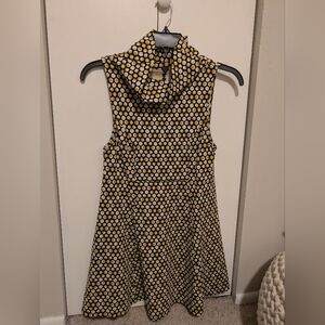 Free People Yellow and Black Polka Dot Cowl Neck Mini Dress